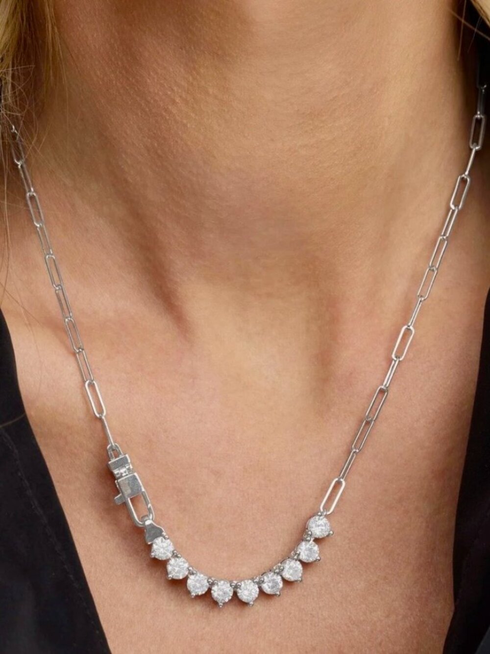 Melinda Maria "Not Your Basic Samatha Necklace 5mm" - Silver - NWT